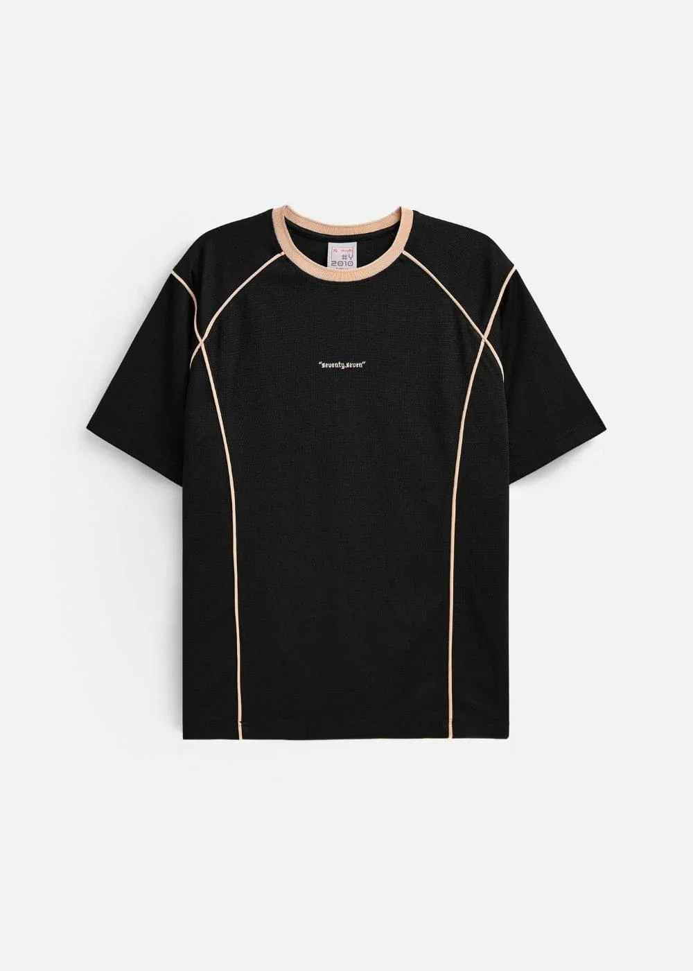 Áo Thun Waffle Line Art Co Giãn Seventy Seven 046 Đen